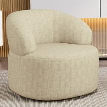 Poltrona Giratória Orgânica Para Sala de Estar Living Helena L02 Linho Bege - Lyam Decor