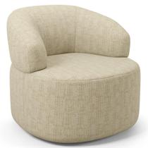 Poltrona Giratória Orgânica Para Sala de Estar Living Helena L02 Linho Bege - Lyam Decor