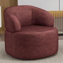 Poltrona Giratória Orgânica Para Sala de Estar Living Helena L02 Linho Bordô - Lyam Decor