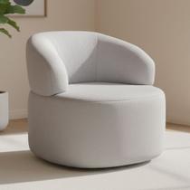 Poltrona Giratória Orgânica Para Sala de Estar Living Helena L02 Linho Cinza - Lyam Decor