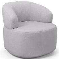 Poltrona Giratória Orgânica Para Sala de Estar Living Helena L02 Linho Cinza - Lyam Decor