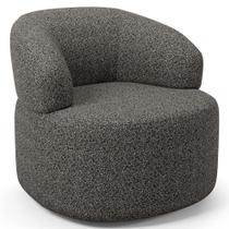 Poltrona Giratória Orgânica Para Sala de Estar Living Helena L02 Linho Mescla Chumbo - Lyam Decor