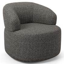Poltrona Giratória Orgânica Para Sala de Estar Living Helena L02 Linho Mescla Chumbo - Lyam Decor