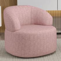 Poltrona Giratória Orgânica Para Sala de Estar Living Helena L02 Linho Rosa - Lyam Decor