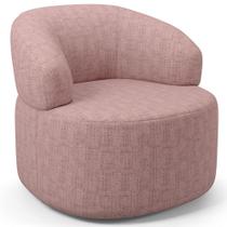 Poltrona Giratória Orgânica Para Sala de Estar Living Helena L02 Linho Rosa - Lyam Decor