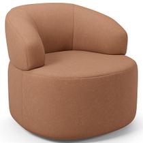 Poltrona Giratória Orgânica Para Sala de Estar Living Helena L02 Linho Rosê - Lyam Decor