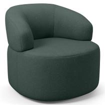 Poltrona Giratória Orgânica Para Sala de Estar Living Helena L02 Linho Verde - Lyam Decor