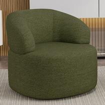 Poltrona Giratória Orgânica Para Sala de Estar Living Helena L02 Linho Verde - Lyam Decor