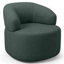 Poltrona Giratória Orgânica Para Sala de Estar Living Helena L02 Linho Verde - Lyam Decor