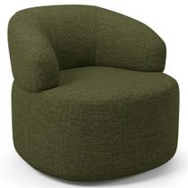 Poltrona Giratória Orgânica Para Sala de Estar Living Helena L02 Linho Verde - Lyam Decor