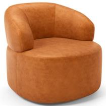 Poltrona Giratória Orgânica Para Sala de Estar Living Helena L02 material sintético Canela - Lyam Decor