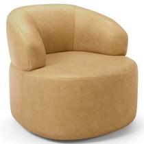 Poltrona Giratória Orgânica Para Sala de Estar Living Helena L02 material sintético Fendi - Lyam Decor