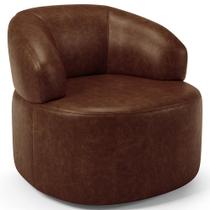 Poltrona Giratória Orgânica Para Sala de Estar Living Helena L02 material sintético Marrom - Lyam Decor