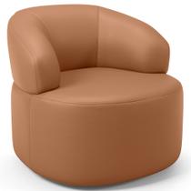 Poltrona Giratória Orgânica Para Sala de Estar Living Helena L02 material sintético Mocca - Lyam Decor