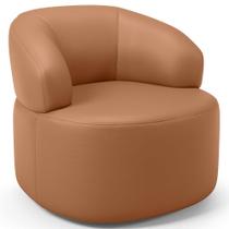Poltrona Giratória Orgânica Para Sala de Estar Living Helena L02 material sintético Mocca - Lyam Decor