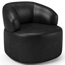 Poltrona Giratória Orgânica Para Sala de Estar Living Helena L02 material sintético Preto - Lyam Decor