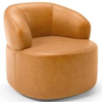 Poltrona Giratória Orgânica Para Sala de Estar Living Helena L02 material sintético Whisky - Lyam Decor Poltrona Giratória Orgânica Para Sala de Estar Living Helena L02 material sintético Whisky - Lyam Decor