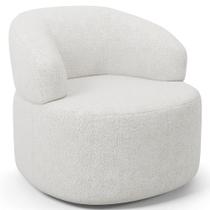 Poltrona Giratória Orgânica Para Sala de Estar Living Helena L02 Prime Bouclê Cru - Lyam Decor