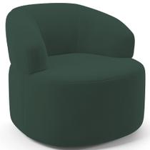 Poltrona Giratória Orgânica Para Sala de Estar Living Helena L02 Suede Verde Musgo - Lyam Decor