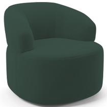 Poltrona Giratória Orgânica Para Sala de Estar Living Helena L02 Suede Verde Musgo - Lyam Decor
