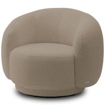 Poltrona Giratória Orgânica Para Sala Living Elodie M05 Bouclê Bege - Lyam Decor