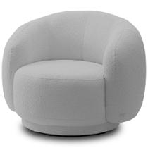 Poltrona Giratória Orgânica Para Sala Living Elodie M05 Bouclê Cinza - Lyam Decor