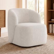 Poltrona Giratória Orgânica Para Sala Living Heidy F04 Bouclê Bege - Lyam Decor