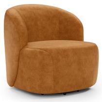 Poltrona Giratória Orgânica Para Sala Living Heidy F04 material sintético Whisky - Lyam Decor