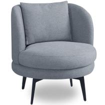 Poltrona Giratória Orgânica Sala de Estar Living Dora T03 Linho Cinza - Lyam Decor