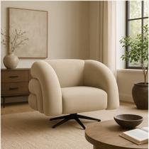 Poltrona Giratória que Balança Eduarda Orgânica Redonda Veludo