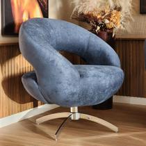 Poltrona Giratória Rigel Redonda Orgânica Moderna com Base de Aluminio Azul Jeans - Larbelle Poltrona Giratória Rigel Redonda Orgânica Moderna com Base de Aluminio Azul Jeans - Larbelle