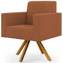 Poltrona Giratória Sala de Estar Base de Madeira Helô L02 Bouclê Terracota - Lyam Decor Poltrona Giratória Sala de Estar Base de Madeira Helô L02 Bouclê Terracota - Lyam Decor