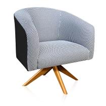 Poltrona Giratória Stella Linho A72 com material sintético Preto Base Madeira MA30 - D'Rossi Poltrona Giratória Stella Linho A72 com material sintético Preto Base Madeira MA30 - D'Rossi