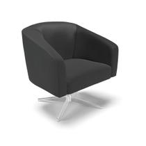 Poltrona Giratória Stella material sintético Preto Base Cromada