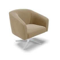 Poltrona Giratória Stella Suede Base Cromada Marrom Rato