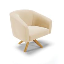 Poltrona Giratória Stella Suede Base Madeira Ma30 - D'rossi Cor Bege Poltrona Giratória Stella Suede Base Madeira Ma30 - D'rossi Cor Bege