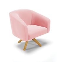 Poltrona Giratória Stella Suede Base Madeira Ma30 - D'rossi Cor Rosa Bebê Poltrona Giratória Stella Suede Base Madeira Ma30 - D'rossi Cor Rosa Bebê