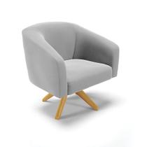 Poltrona Giratória Stella Suede Cinza Base Madeira Ma30 Poltrona Giratória Stella Suede Cinza Base Madeira Ma30