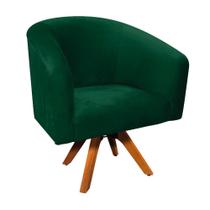 Poltrona Giratória Stella Suede Verde Base Madeira Poltrona Giratória Stella Suede Verde Base Madeira