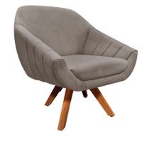 Poltrona Giratória Suede Base Madeira Drossi marrom Rato Poltrona Giratória Suede Base Madeira Drossi marrom Rato