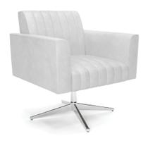 Poltrona Giratória Viena Gomada Corano Base Cromada - D'rossi Cor Branco Poltrona Giratória Viena Gomada Corano Base Cromada - D'rossi Cor Branco