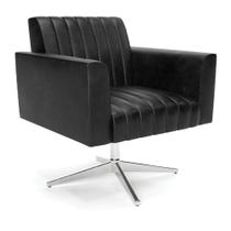 Poltrona Giratória Viena Gomada Corano Base Cromada - D'rossi Cor Preto Poltrona Giratória Viena Gomada Corano Base Cromada - D'rossi Cor Preto