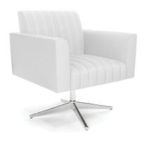 Poltrona Giratória Viena Gomada material sintético Base Cromada - D'rossi Cor Branco