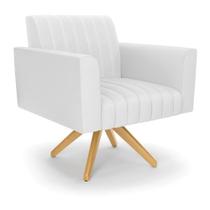 Poltrona Giratória Viena Gomada material sintético Base De Madeira Ma30 - D'rossi Cor Branco Poltrona Giratória Viena Gomada material sintético Base De Madeira Ma30 - D'rossi Cor Branco