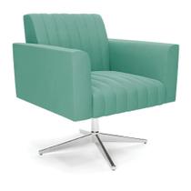 Poltrona Giratória Viena Gomada Suede Base Cromada - D'rossi Cor Azul Turquesa Poltrona Giratória Viena Gomada Suede Base Cromada - D'rossi Cor Azul Turquesa