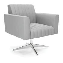 Poltrona Giratória Viena Gomada Suede Base Cromada - D'rossi Cor Cinza Poltrona Giratória Viena Gomada Suede Base Cromada - D'rossi Cor Cinza