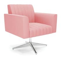 Poltrona Giratória Viena Gomada Suede Base Cromada - D'rossi Cor Rose Poltrona Giratória Viena Gomada Suede Base Cromada - D'rossi Cor Rose