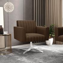 Poltrona Giratória Viena Gomada Suede Base Cromada - D'Rossi