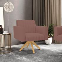 Poltrona Giratória Viena Gomada Veludo Base de Madeira MA30 D03 - D'Rossi