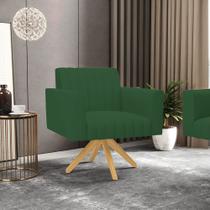 Poltrona Giratória Viena Gomada Veludo Verde Base de Madeira MA30 Poltrona Giratória Viena Gomada Veludo Verde Base de Madeira MA30